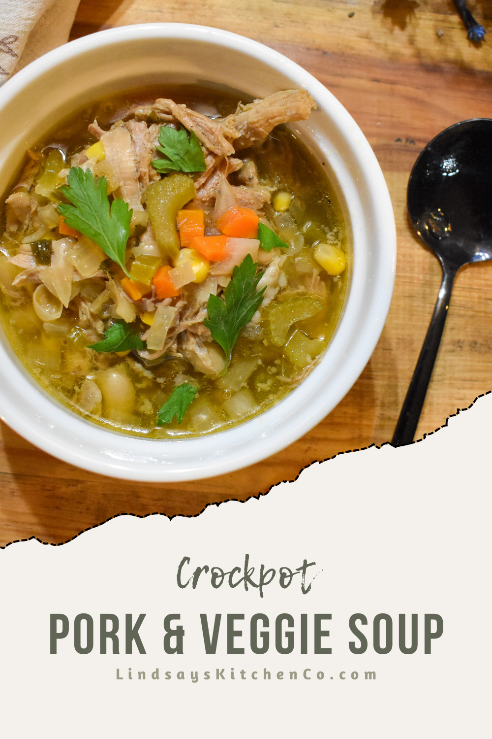Easy Crockpot Pulled Pork & Veggie Soup (Freezer-Friendly!)