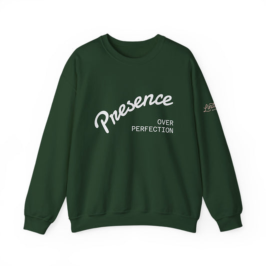 Presence Over Perfection Crewneck Sweatshirt | Lindsay’s Kitchen Cozy Apparel