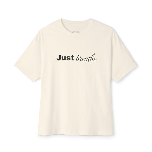 Just Breathe Oversized Boxy Tee – Cream | Lindsay’s Kitchen Uplifting Apparel
