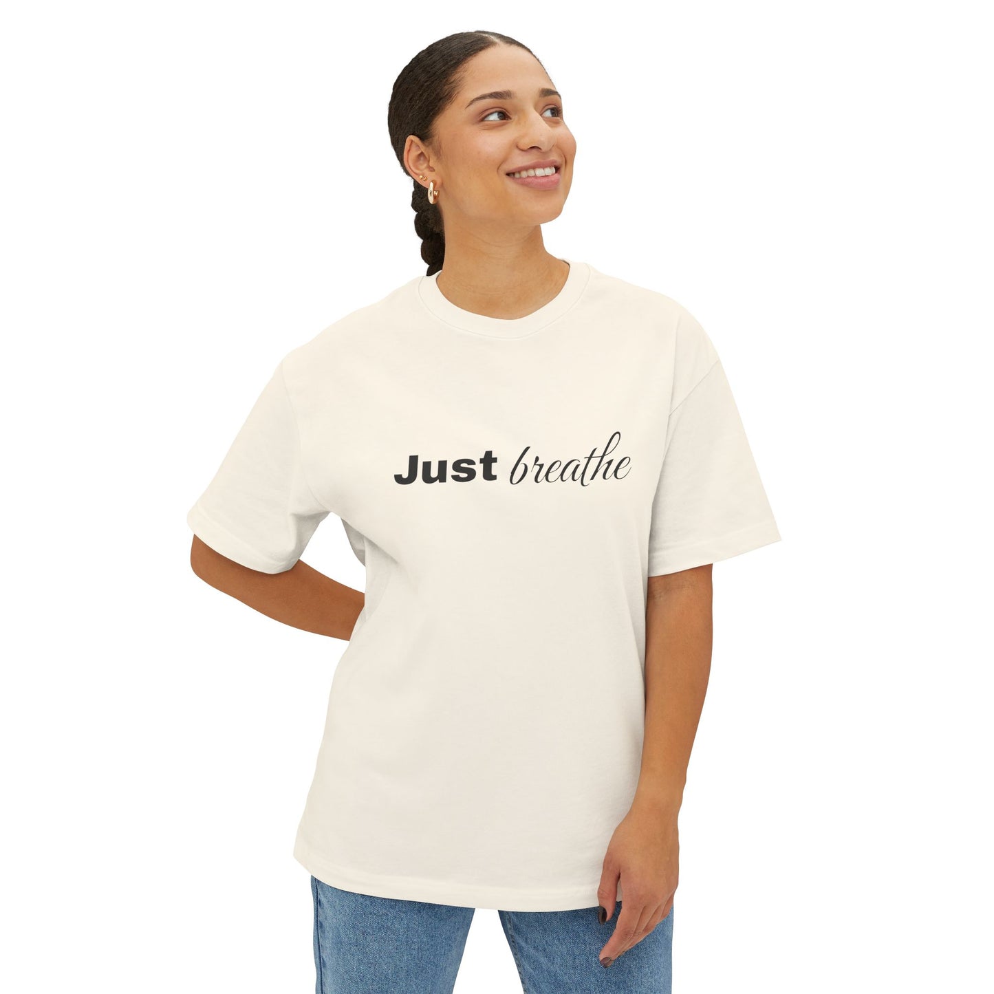 Just Breathe Oversized Boxy Tee – Cream | Lindsay’s Kitchen Uplifting Apparel
