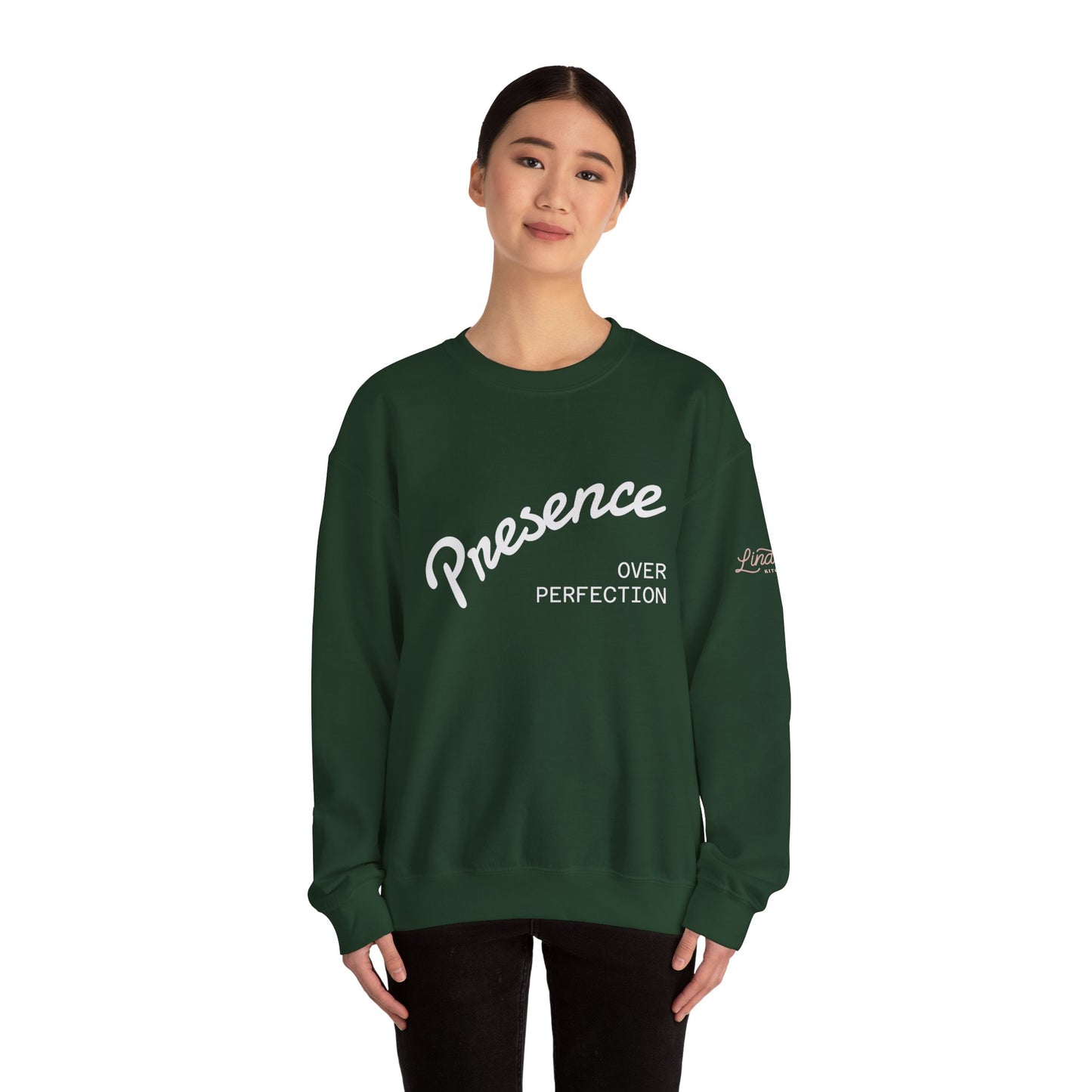 Presence Over Perfection Crewneck Sweatshirt | Lindsay’s Kitchen Cozy Apparel